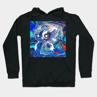 kawaii axolotl in totonac xochimilco pattern style ecopop in glitch art Hoodie